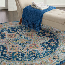 Load image into Gallery viewer, Nourison Ankara Global ANR11 Blue and Red Multicolor 4&#39; Round Persian Area Rug ANR11 Blue/Multicolor
