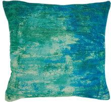 Load image into Gallery viewer, Mina Victory Watercolor Indoor/Outdoor Blue/Green Throw Pillow AS130 - Throw 20&quot;X20&quot;
