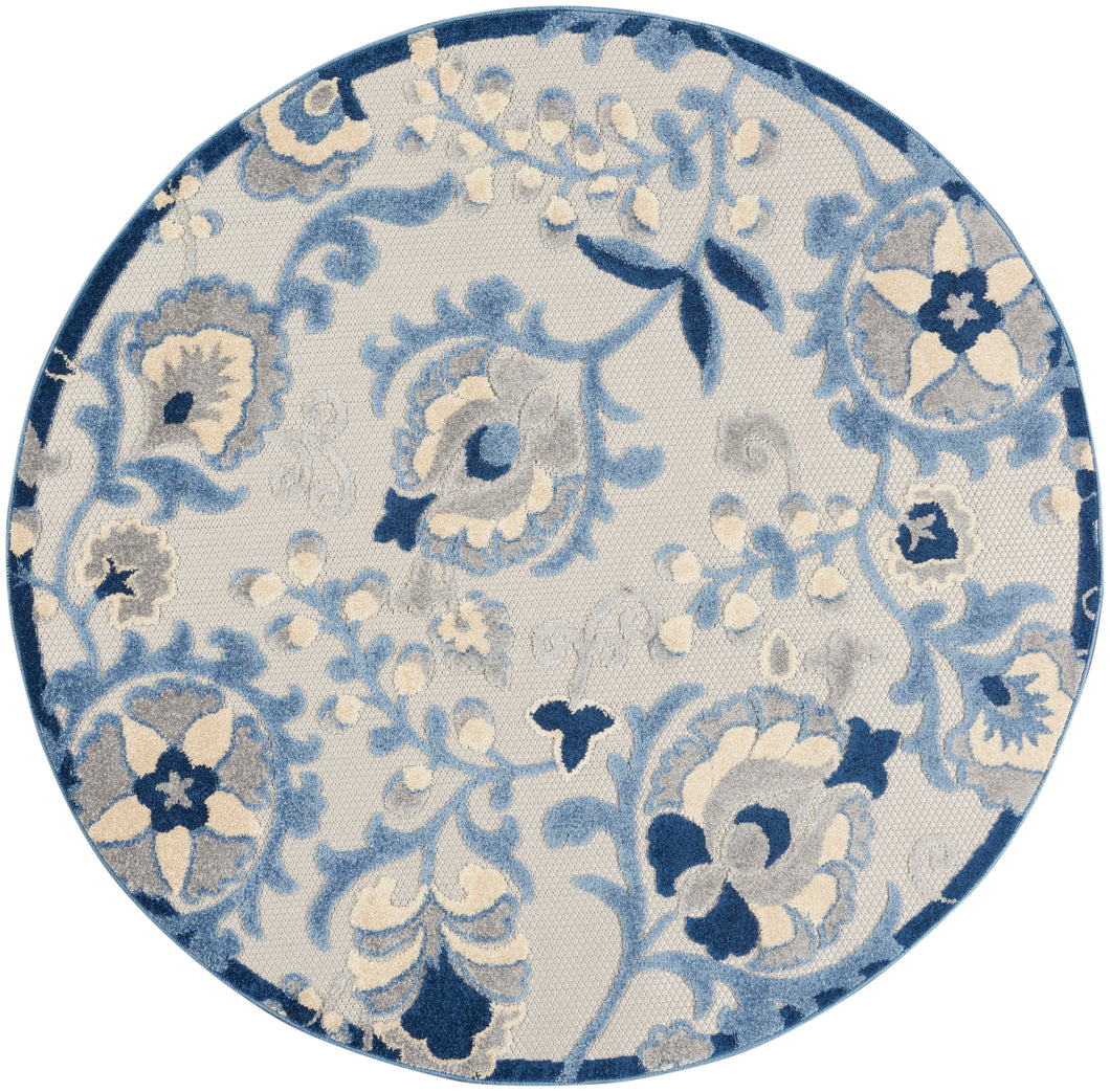 Nourison Aloha 5' Round Area Rug ALH17 Blue/Grey