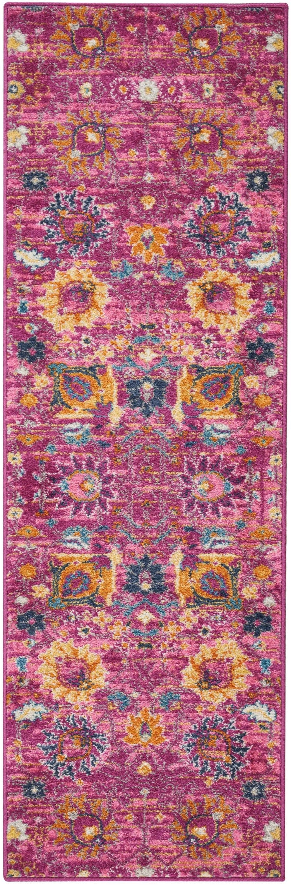 Nourison Passion PSN01 Pink 6' Runner Hallway Rug PSN01 Fuchsia