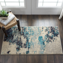 Load image into Gallery viewer, Nourison Celestial CES02 2&#39;x4&#39; Blue and White Beach Area Rug CES02 Ivory/Teal Blue
