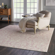 Load image into Gallery viewer, Nourison Jubilant JUB09 White and Pink 8&#39;x10&#39; Large Low-pile Rug JUB09 Ivory/Pink
