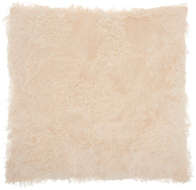 Load image into Gallery viewer, Mina Victory Faux Fur Poly Faux Fur Shag Cream Throw Pillow L0296 18&quot;X18&quot;
