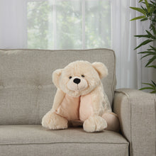 Load image into Gallery viewer, Mina Victory Plushlines Ivory Bear Plush Animal Pillow Toy N0582 18&quot; x 22&quot;

