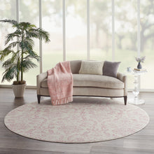 Load image into Gallery viewer, Nourison Jubilant 8&#39; Round White and Pink Area Rug JUB09 Ivory/Pink
