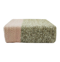 Load image into Gallery viewer, Ira - Handmade Wool Braided Square Pouf | Natural/Silver Pink | 90x90x30cm - GFURN
