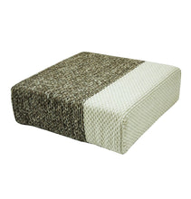 Load image into Gallery viewer, Ira - Handmade Wool Braided Square Pouf | Natural/Snow White | 90x90x30cm - GFURN
