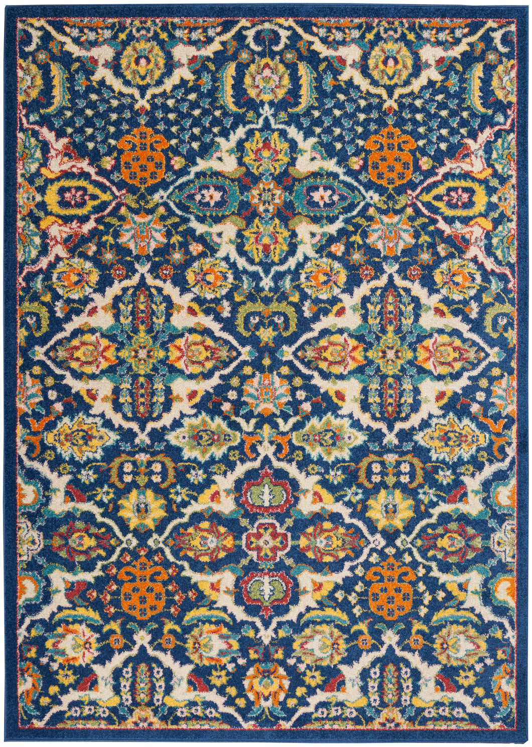Nourison Allur 4' x 6' Navy Multicolor Area Rug ALR03 Navy Multicolor