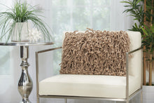 Load image into Gallery viewer, Mina Victory Skinny Fugga Shag Beige Throw Pillow DC105 - Lumbar 14&quot; x 20&quot;
