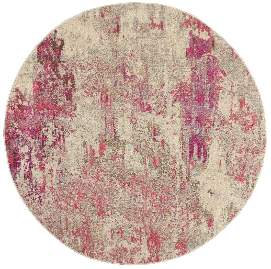 Nourison Celestial 4' Round Area Rug CES02 Ivory/Pink