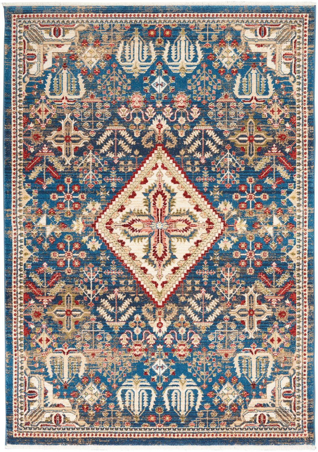 Nourison Revel 5'x8' Blue Ivory Area Rug REV02 Blue Ivory