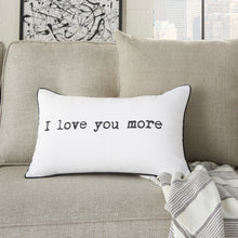 Load image into Gallery viewer, Mina Victory Trendy, Hip, New-Age &quot;I love you more&quot; White Throw Pillow QY039 12&quot;X20&quot;
