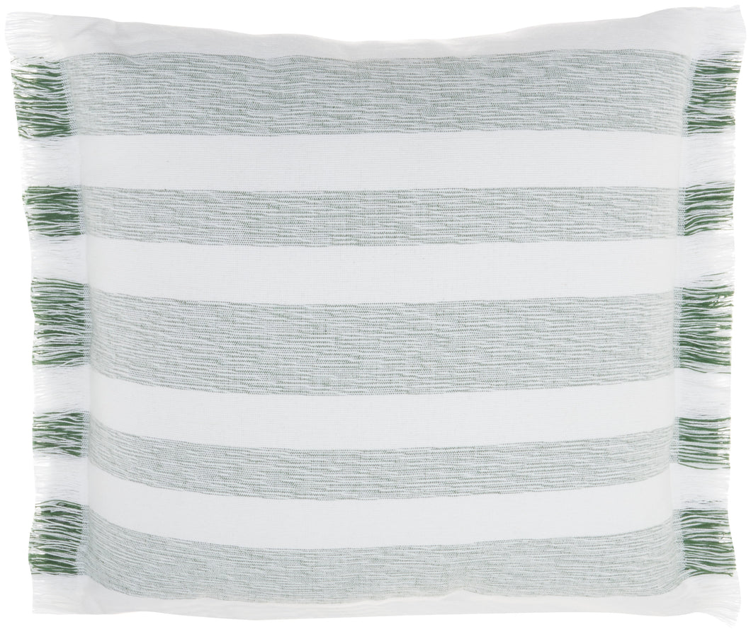 Mina Victory Life Styles Chambray Stripes Green Throw Pillow SS919 18