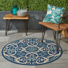 Load image into Gallery viewer, Nourison Caribbean CRB02 Dark Blue 5&#39; Round Area Rug CRB02 Navy
