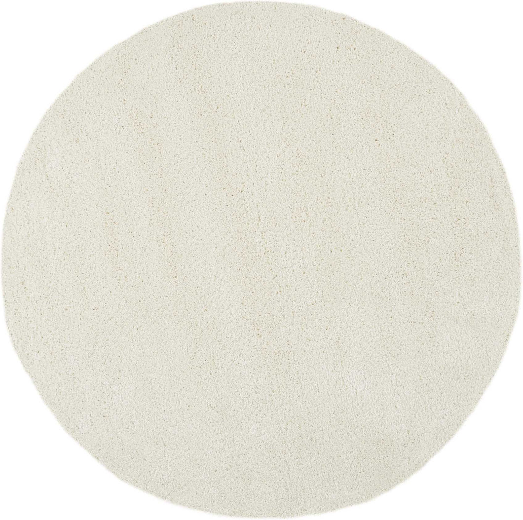Nourison Malibu Shag MSG01 White 8' Round Large Rug MSG01 Ivory