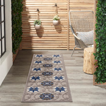 Load image into Gallery viewer, Nourison Aloha 8&#39; Runner Grey Patio Area Rug ALH19 Grey/Blue
