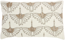 Load image into Gallery viewer, Mina Victory Sofia Beaded Flowers Ivory Throw Pillow AZ534 12&quot;X20&quot;
