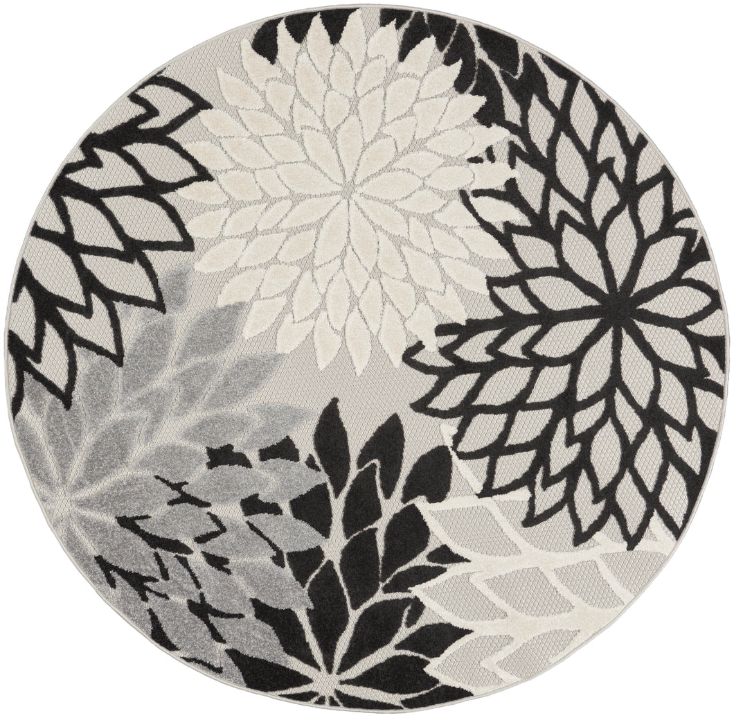 Nourison Aloha 5' Round Area Rug ALH05 Black White