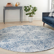 Load image into Gallery viewer, Nourison Damask 8&#39; Round Area Rug DAS06 Ivory/Navy
