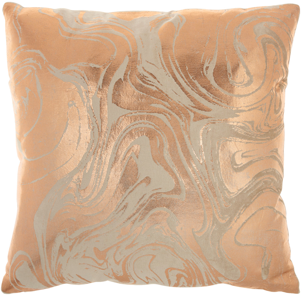 Mina Victory Luminecence Metallic Marble Rose Gold Pillow AC221 20