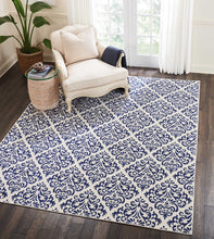 Load image into Gallery viewer, Nourison Grafix GRF06 Navy Blue and White 8&#39;x10&#39; Large Rug GRF06 White/Blue
