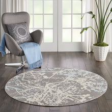 Load image into Gallery viewer, Nourison Jubilant JUB12 Grey and Blue 5&#39; Round Contemporary Area Rug JUB12 Grey
