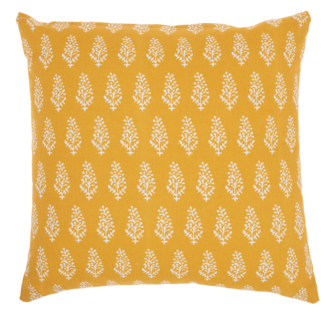 Mina Victory Life Styles Printed Leaves Yellow Throw Pillow SS910 18