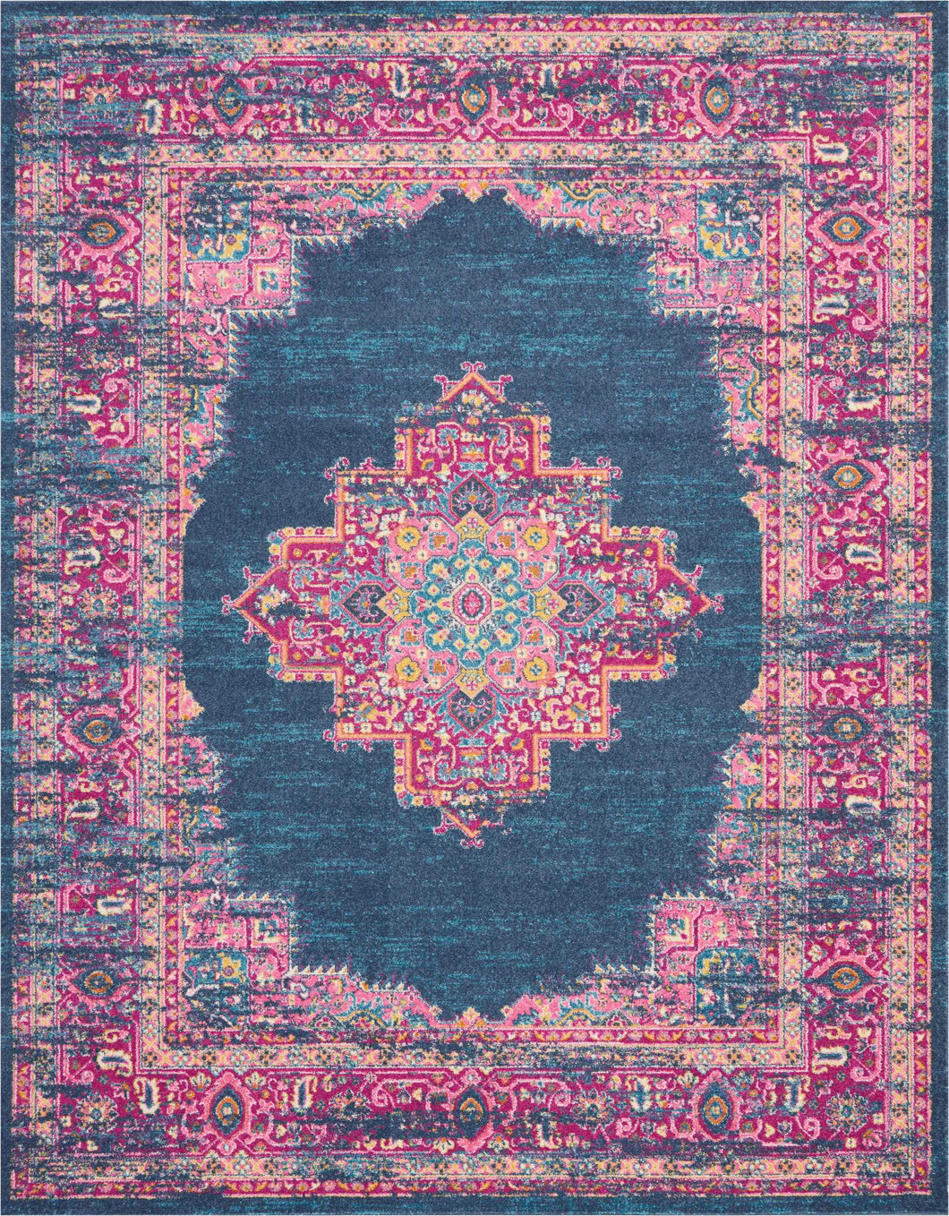 Nourison Passion PSN03 Blue and Pink 8'x10' Large Rug PSN03 Blue