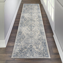 Load image into Gallery viewer, Malta by kathy ireland Home MAI12 Ivory/Blue 8&#39; Runner Area Rug MAI12 Ivory/Blue
