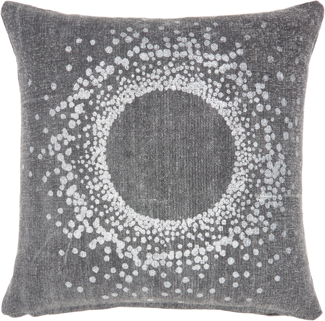 Mina Victory Life Styles Metallic Eclipse Charcoal Throw Pillow GT626 18