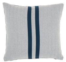 Load image into Gallery viewer, Mina Victory Life Styles Rev Woven Stripe Navy Throw Pillow SS918 18&quot; x 18&quot;
