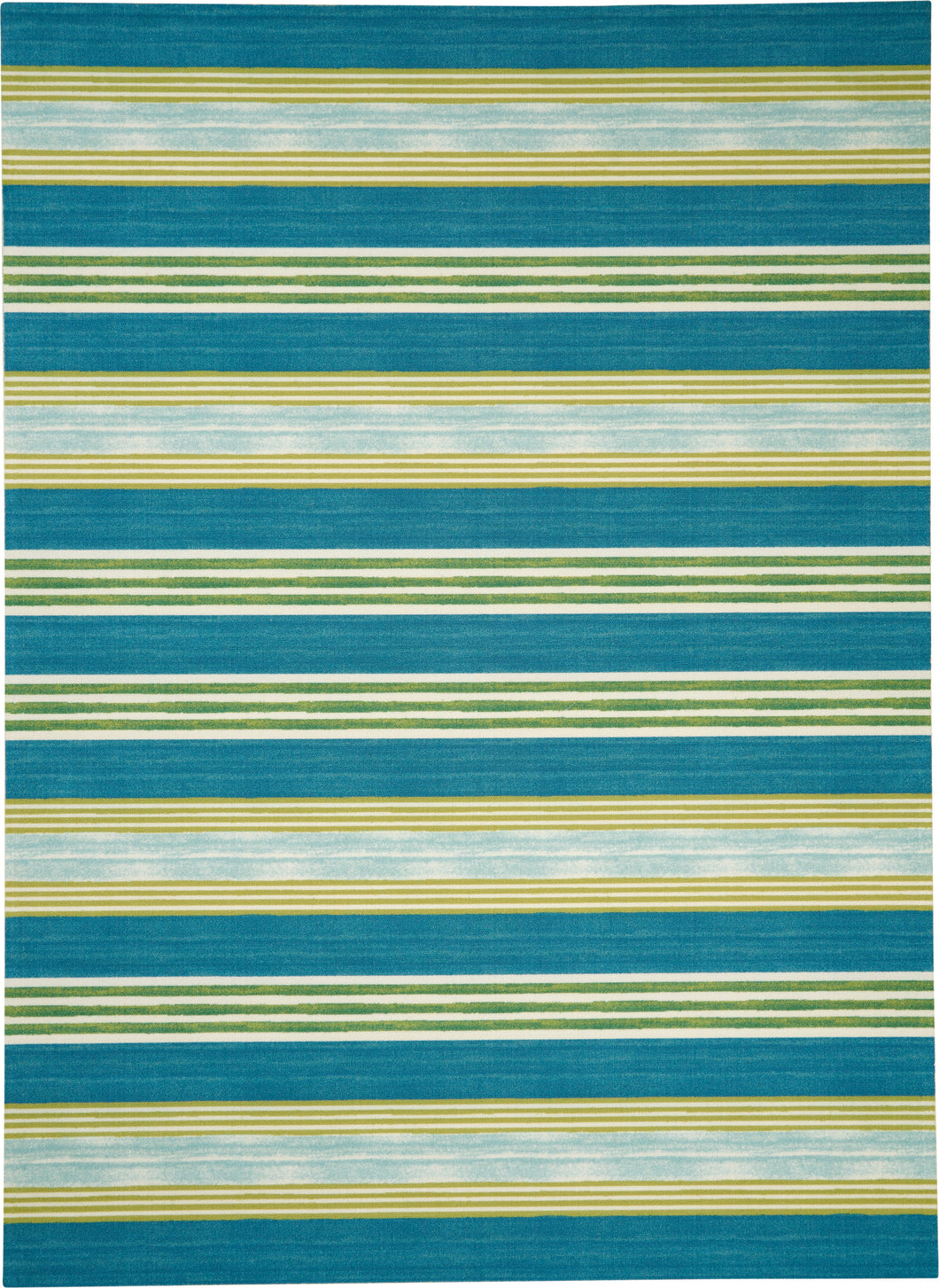Waverly Sun N Shade SND71 Blue and Green 10'x13' Oversized Indoor-outdoor Rug SND71 Green/Teal