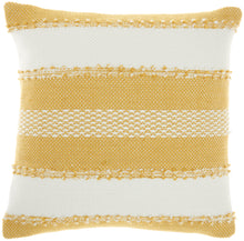 Load image into Gallery viewer, Mina Victory Outdoor Pillows Woven Stripes &amp; Dots Yellow Throw Pillow VJ088 18&quot;X18&quot;
