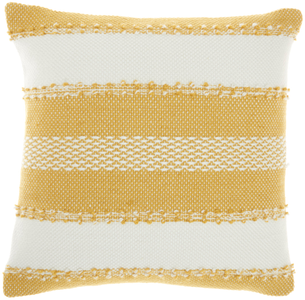 Mina Victory Outdoor Pillows Woven Stripes & Dots Yellow Throw Pillow VJ088 18