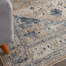 Load image into Gallery viewer, kathy ireland Home Malta MAI02 Beige and Blue 5&#39;x8&#39; Area Rug MAI02 Beige/Blue
