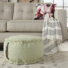 Load image into Gallery viewer, Mina Victory Outdoor Pillows Green Woven Pouf AS220 20&quot;X20&quot;X12&quot;
