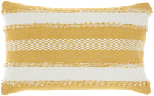 Load image into Gallery viewer, Mina Victory Outdoor Pillows Woven Stripes &amp; Dots Yellow Throw Pillow VJ088 14&quot;X22&quot;
