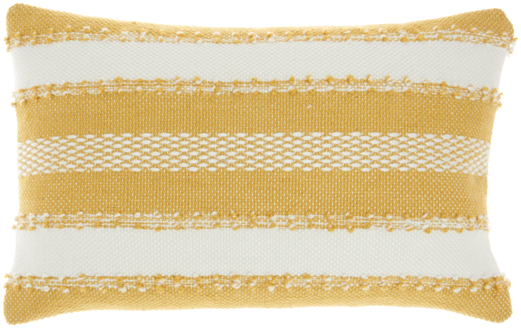 Mina Victory Outdoor Pillows Woven Stripes & Dots Yellow Throw Pillow VJ088 14