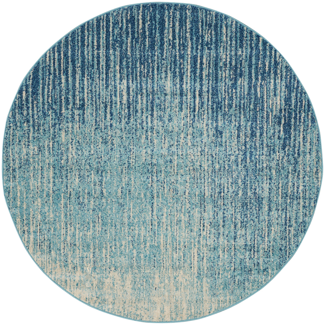 Nourison Passion 5' Round Area Rug PSN09 Navy/Light Blue