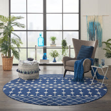 Load image into Gallery viewer, Nourison Grafix 8&#39; Round Navy Area Rug GRF37 Navy
