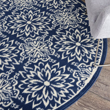 Load image into Gallery viewer, Nourison Jubilant 5&#39; Round Navy Ivory Transitional Area Rug JUB06 Navy/Ivory
