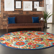Load image into Gallery viewer, Nourison Aloha ALH17 Multicolor 8&#39; Round Large Indoor-outdoor Rug ALH17 Multicolor
