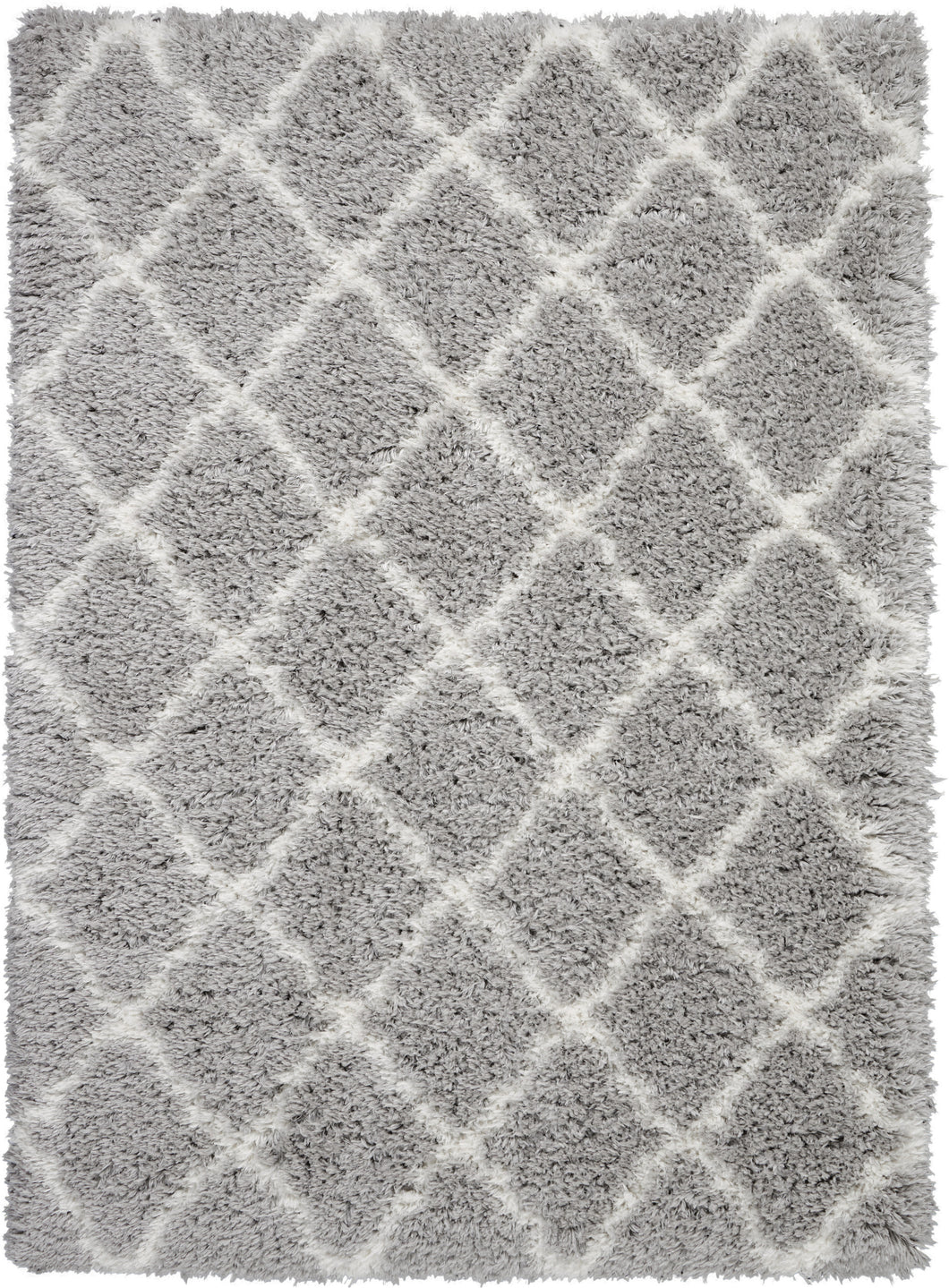 Nourison Luxe Shag LXS02 Grey 5'x7' Moroccan Area Rug LXS02 Grey/Ivory