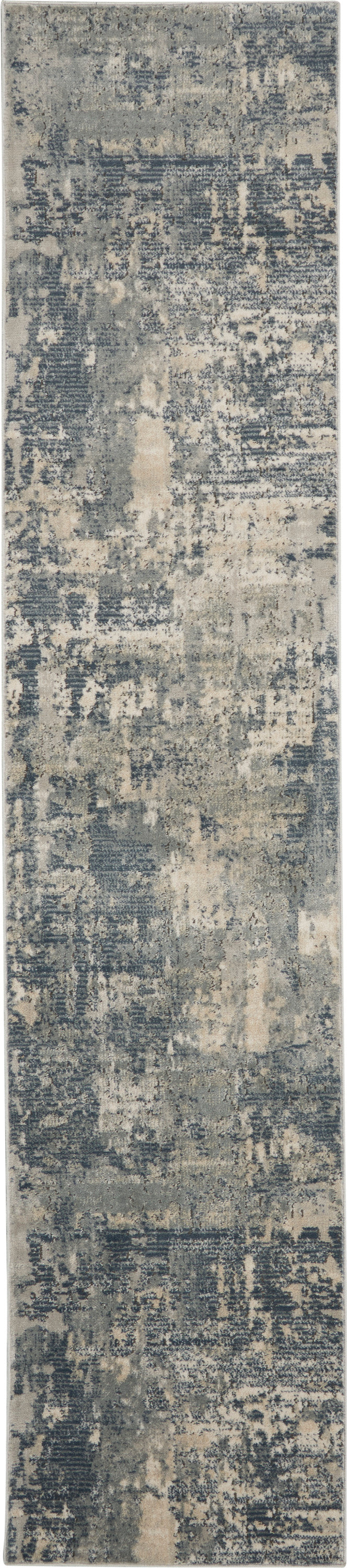 Nourison Quarry 8' Runner Rustic Area Rug QUA04 Grey/Beige