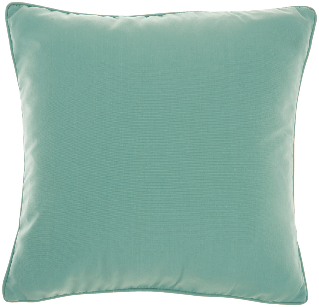 Mina Victory Solid Indoor/Outdoor Aqua Throw Pillow L9090 18