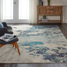 Load image into Gallery viewer, Nourison Celestial CES02 Blue and White 7&#39;x10&#39; Large Rug CES02 Ivory/Teal Blue
