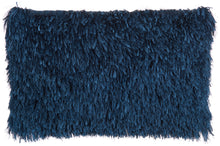 Load image into Gallery viewer, Mina Victory Shag Soft Ribbon Shag Navy Throw Pillow TL048 14&quot; X 24&quot;
