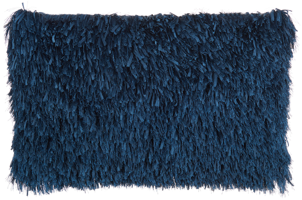 Mina Victory Shag Soft Ribbon Shag Navy Throw Pillow TL048 14