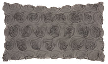 Load image into Gallery viewer, Mina Victory Life Styles Denim Roses Charcoal Throw Pillow L0163 14&quot; X 24&quot;
