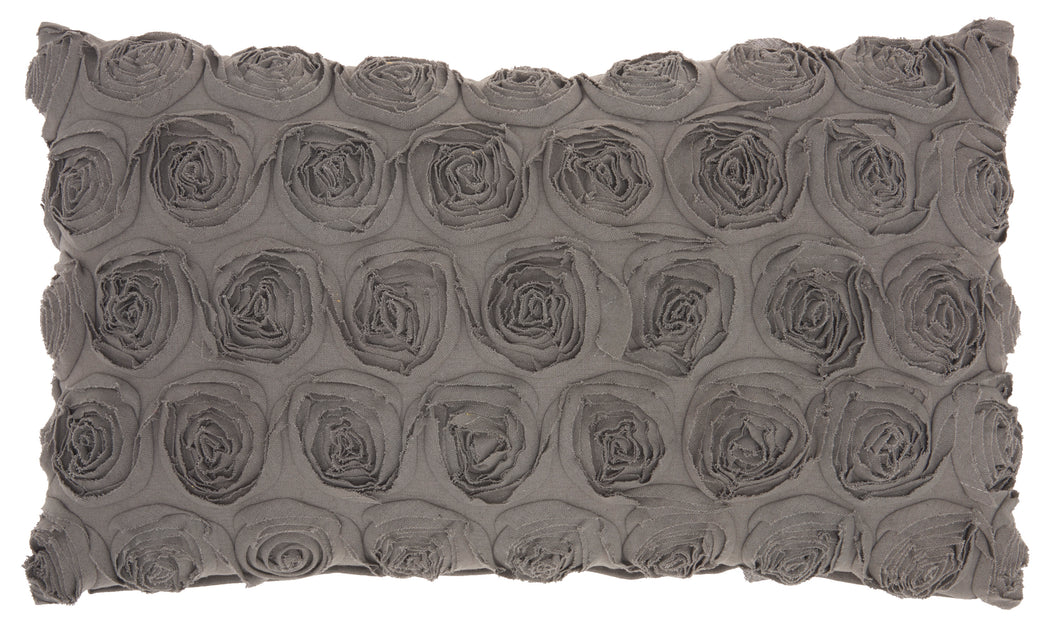 Mina Victory Life Styles Denim Roses Charcoal Throw Pillow L0163 14